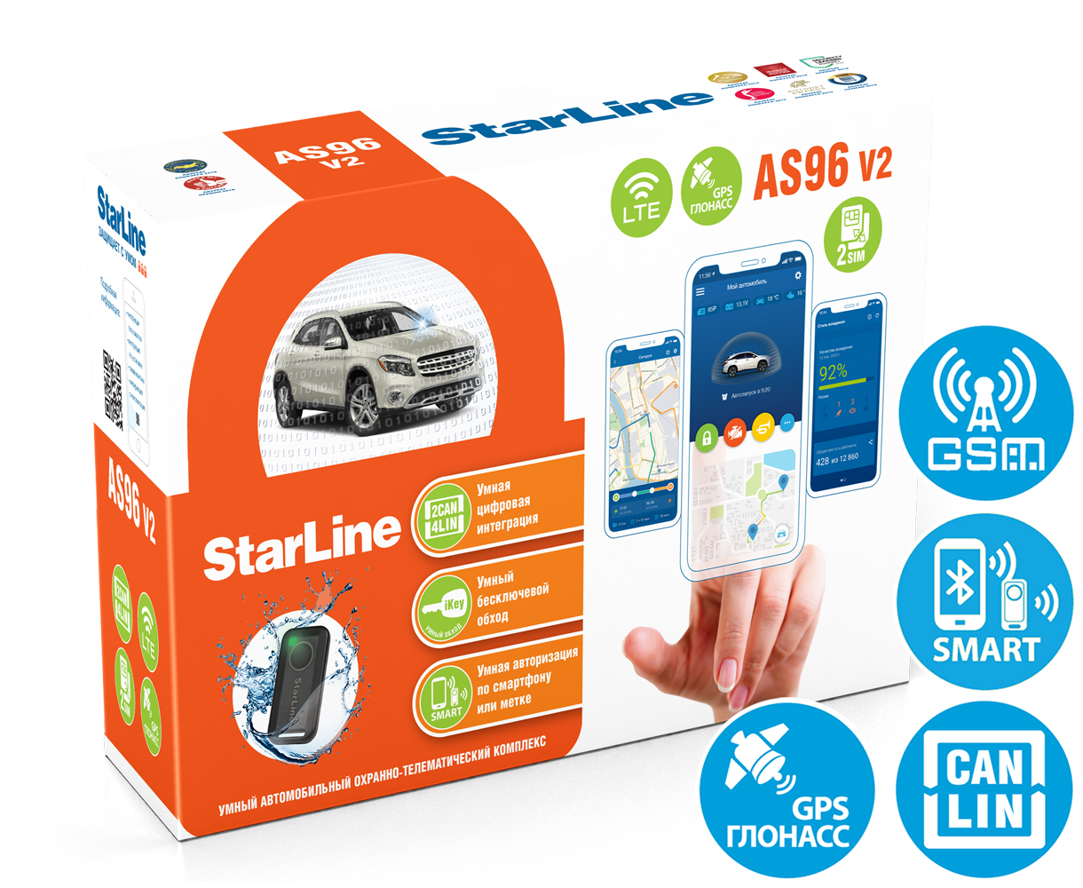 Aвтосигнализация StarLine AS96 v2 2CAN+4LIN BT GSM-GPS