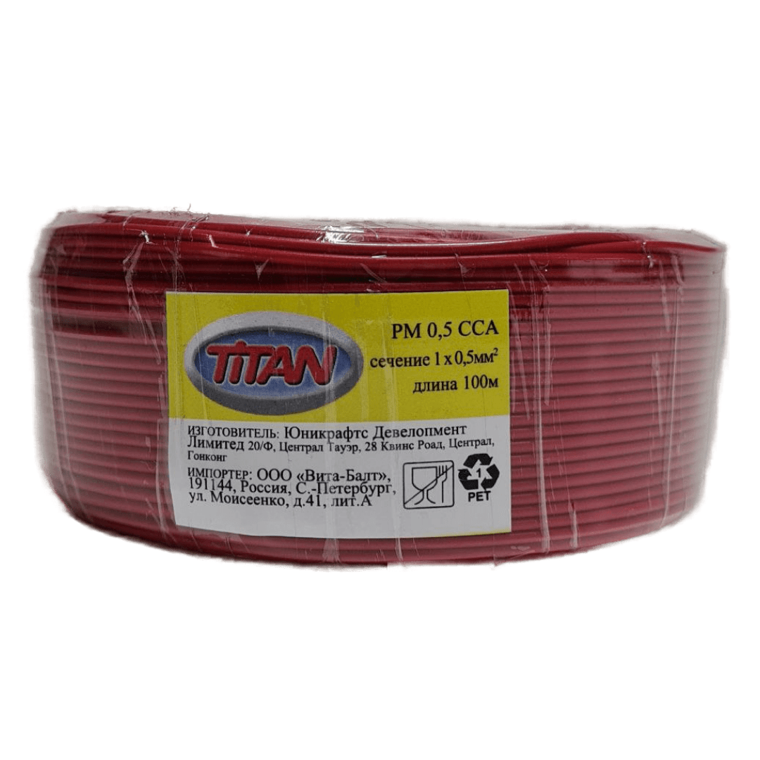 Кабель монтажный Titan PM 0,5 мм² красный